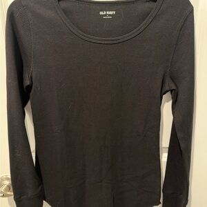 Old Navy Black Ribbed Long-Sleeve Scoop Neck Top